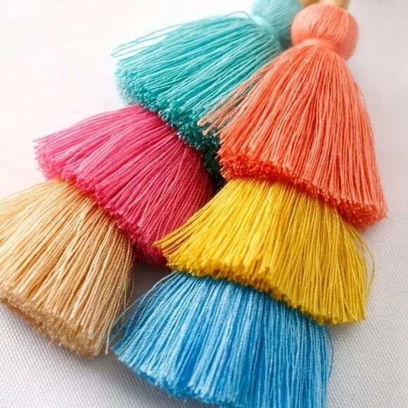 Colorful Tassel Keychain Accessory Choose From PURPLE OR MULTICOLOR - Picture 3 of 8